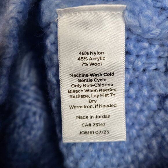 Talbots Wool Blend Sweater Women's 3X Petite Blue Cable Knit Balloon Sleeves New - Picture 8 of 8